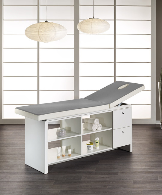 Bed for beauty centre: Eden - In photo: MB/L12 - Colour A: Light Grey G5 / B: Milk 61 - Medical & Beauty